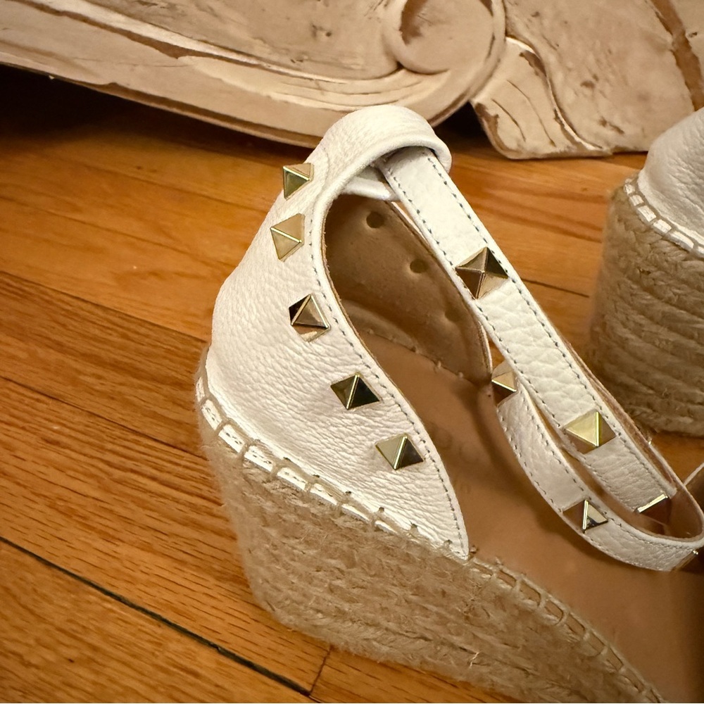 Maypol Leather Studded Wedge Espadrille. Made in Spain. White. Size 40. NWOT - Picture 4 of 8